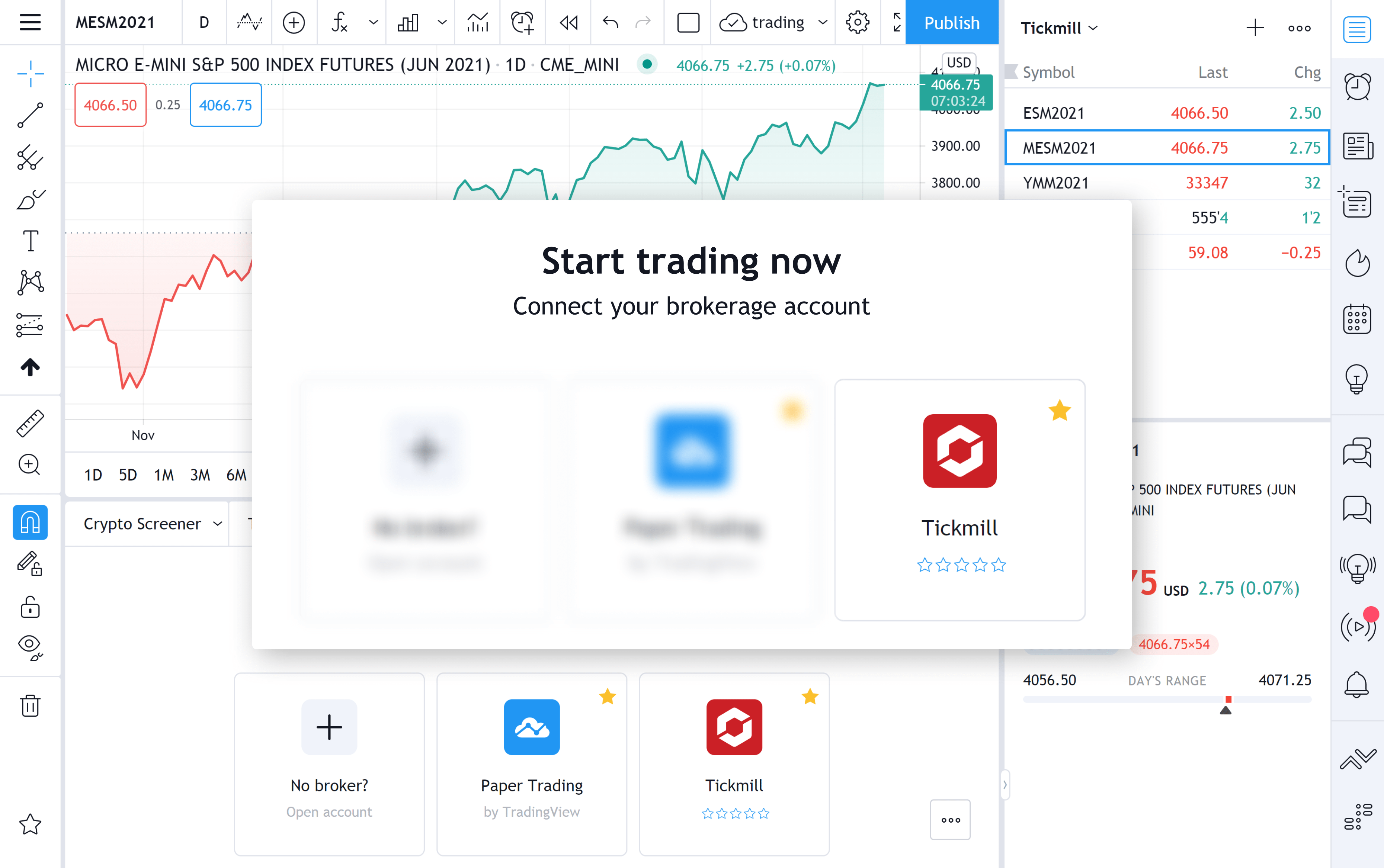 TradingView 新增 Tickmill 为整合经纪商
