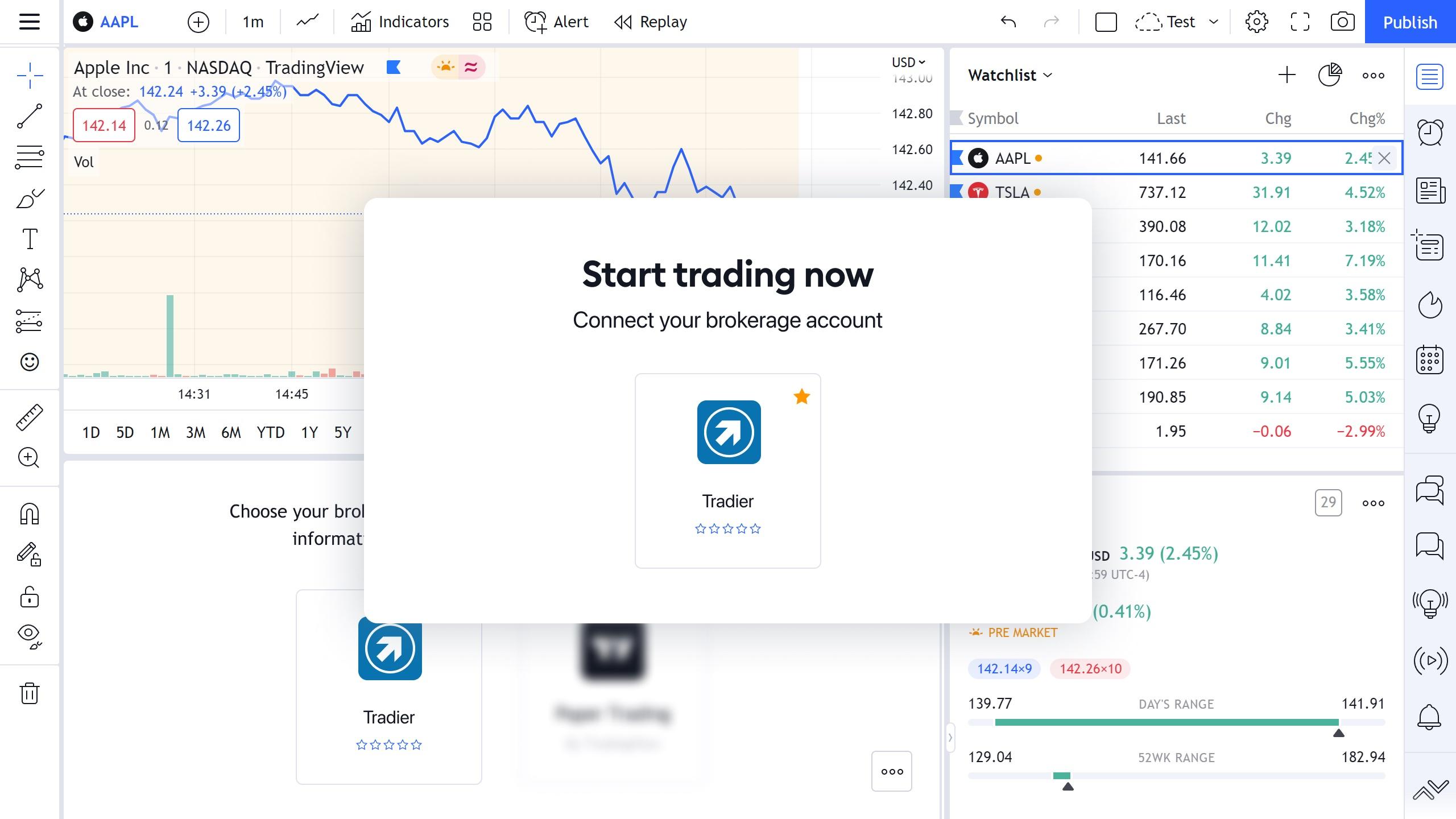 TradingView 新增券商 Tradier Brokerage，支持股票、期权及组合交易