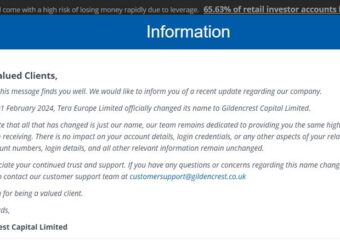 独家：TeraFX 更名为 Gildencrest Capital，FCA 牌照主体同步变更