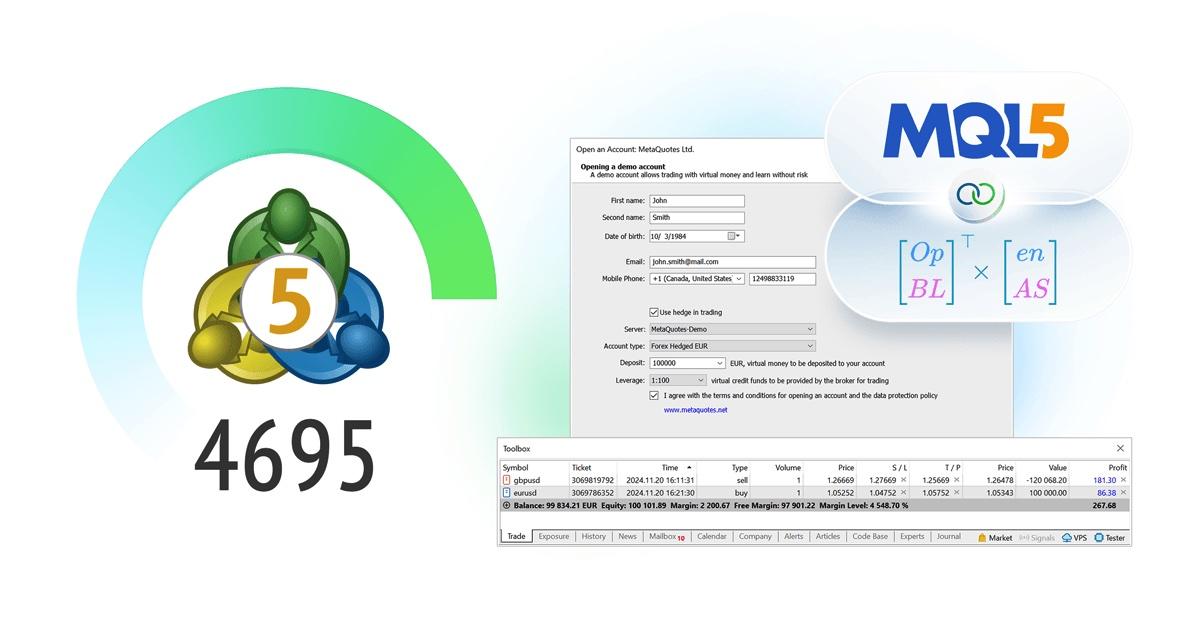 MetaQuotes 发布 MetaTrader 5 新测试版 4695：扩展 OpenBLAS 支持并优化性能